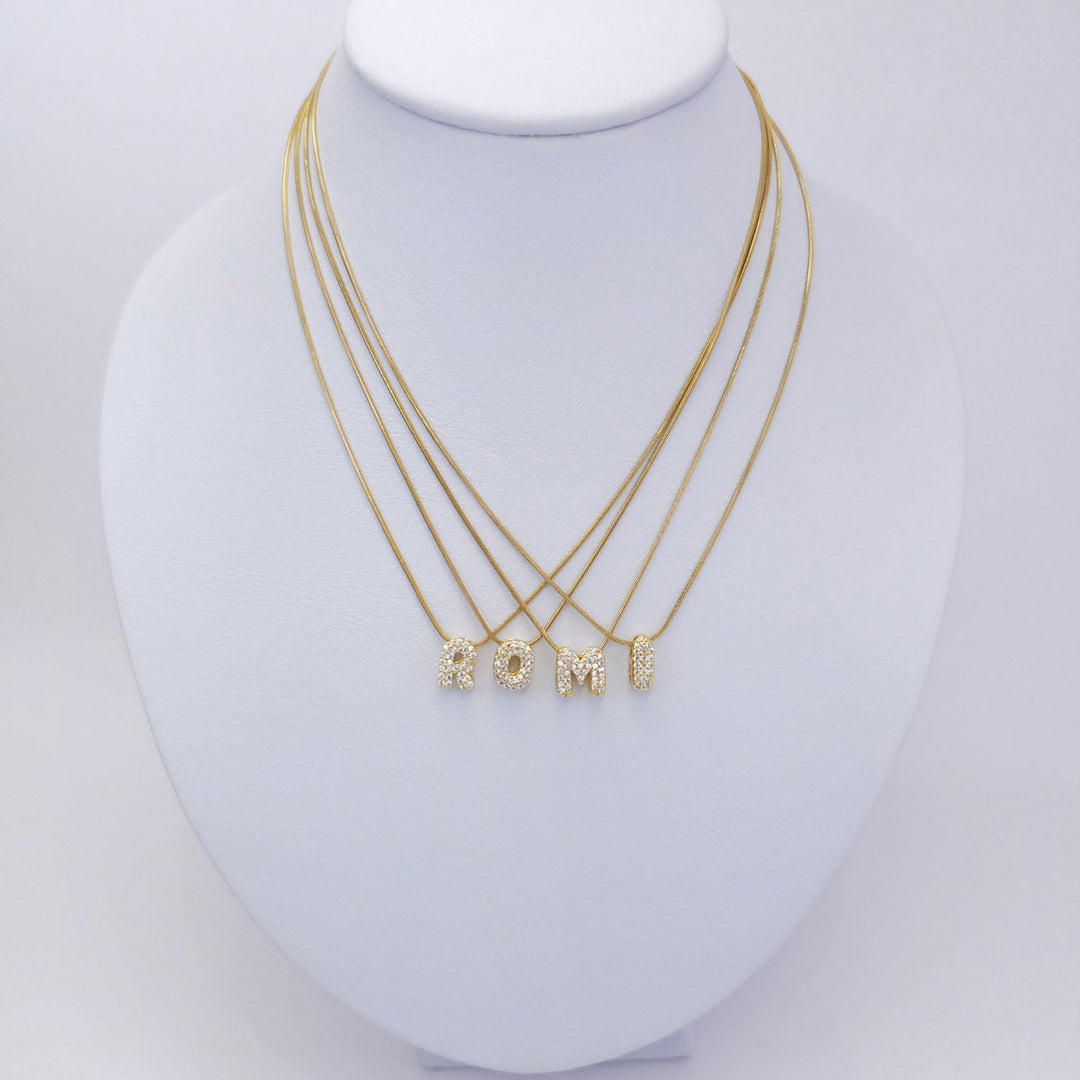 Collar Inicial Burbuja Dorado con Zirconias