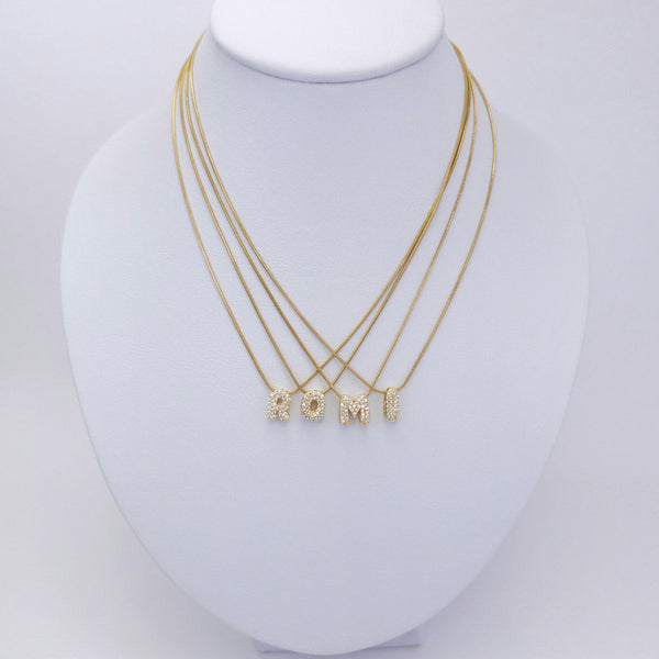 Collar Inicial Burbuja Dorado con Zirconias