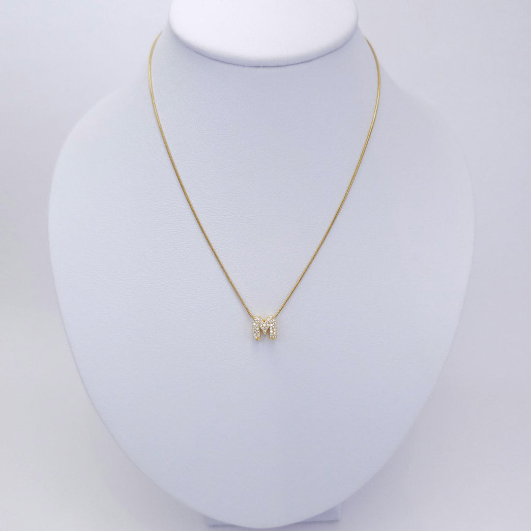 Collar Inicial Burbuja Dorado con Zirconias