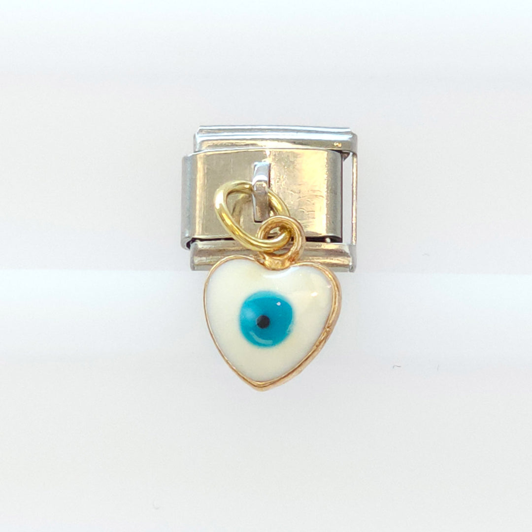 Charm Corazón Ojo Blanco Colgado