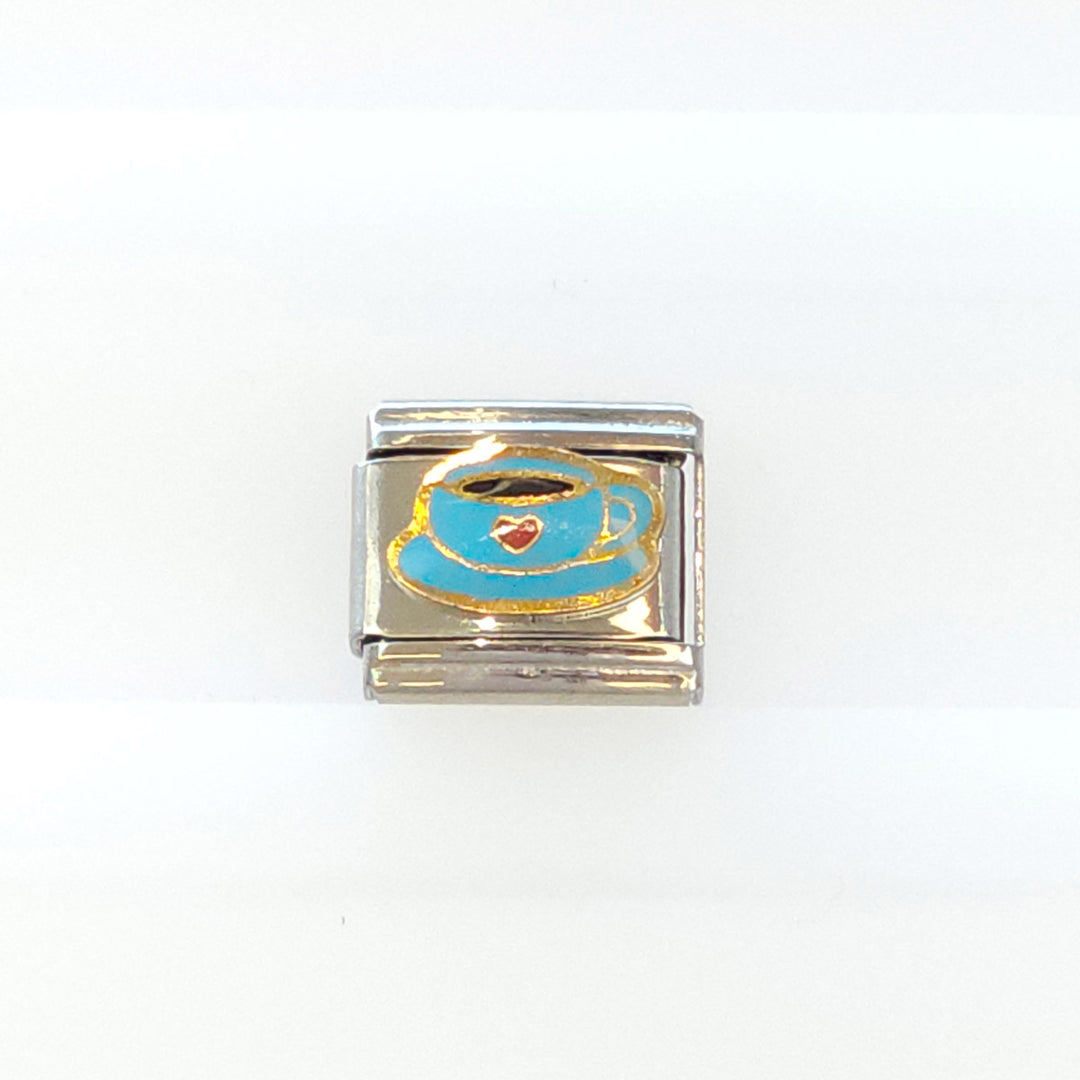 Charm Taza de Café Azul y Corazón