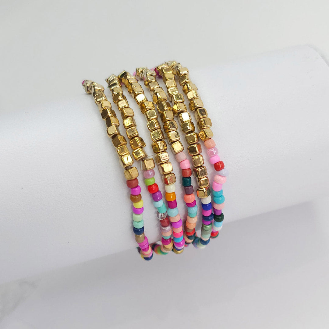 Set 6 Pulseras Chaquira Multicolor