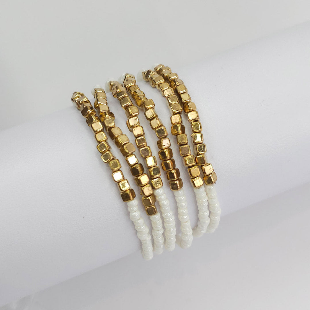 Set 6 Pulseras Chaquira Perla