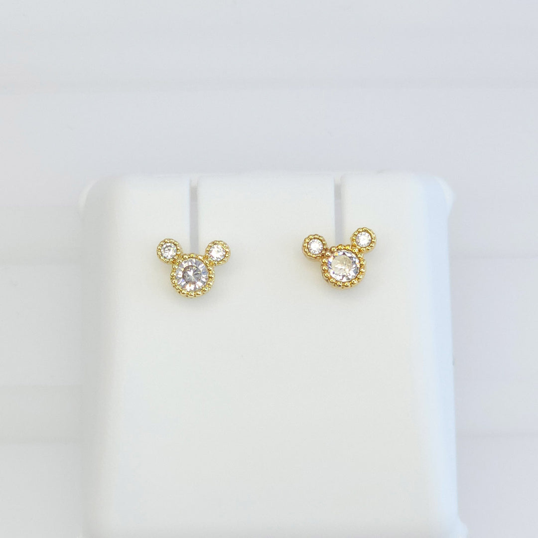 Broquel Mickey Dorado con Zirconias
