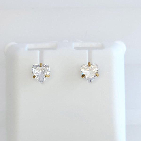 Broquel Corazon Zirconia Dorado