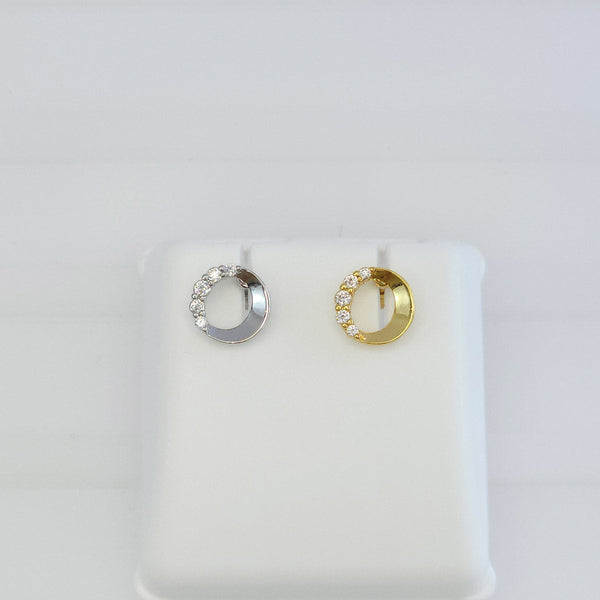 Broquel Aro Liso Dorado con Zirconias 