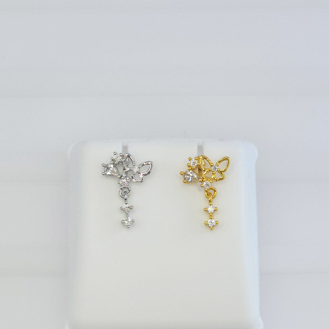 Broquel Mariposa con Tira de Zirconias 