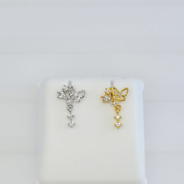 Broquel Mariposa con Tira de Zirconias 